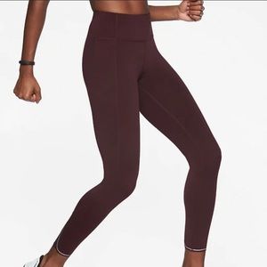 Athleta Maroon Run Free 7/8 Leggings Size M